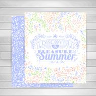 Cards with flower ornaments typography summer lettering on wooden background N2