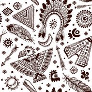 Vector seamless pattern with native American Indian symbols N8