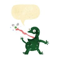 cartoon frog catching fly with speech bubble N13