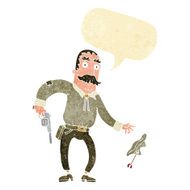 cartoon wild west cowboy with speech bubble N10