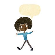 cartoon surprised man walking with speech bubble N12
