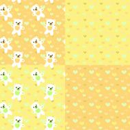 Baby bears seamless pastel patterns set