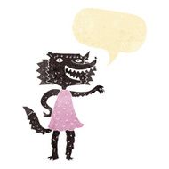 cartoon wolf girl with speech bubble N8