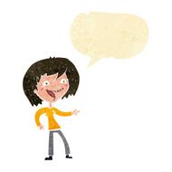 cartoon woman laughing and pointing with speech bubble N10