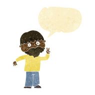 cartoon man giving peace sign with speech bubble N69