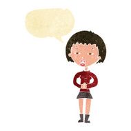 cartoon suspicious girl with speech bubble N12