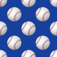 Vector seamless pattern of baseball balls on blue background