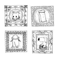 Set picture frames with animals portrait hand drawn vector illustration N6