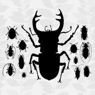 Contrast vector set with silhouette of bugs N4