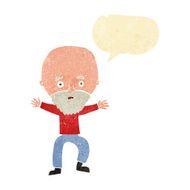 cartoon panicking old man with speech bubble N12
