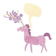 cartoon magical unicorn with speech bubble N4