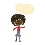 cartoon happy girl giving thumbs up symbol with speech bubble N12