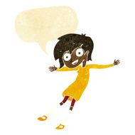 cartoon crazy excited girl with speech bubble N12