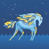 Blue Night Horse Illustration