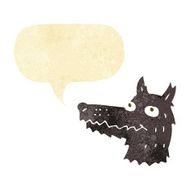 cartoon wolf head with speech bubble N36