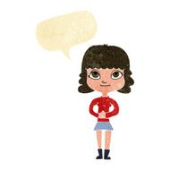 cartoon happy woman with speech bubble N303