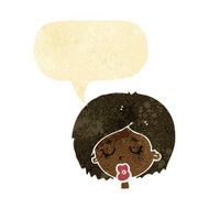 cartoon woman with eyes closed speech bubble N10