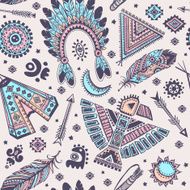 Vector seamless pattern with native American Indian symbols N9