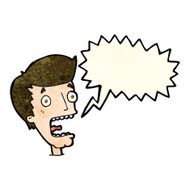 cartoon terrified man with speech bubble N264