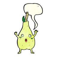 cartoon frightened pear with speech bubble N12