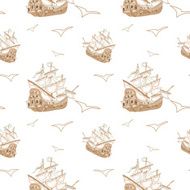 Pirate ship seamless pattern