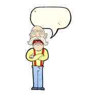 cartoon shocked old man with speech bubble N36