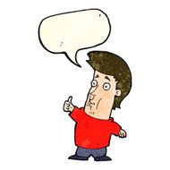cartoon man giving thumbs up sign with speech bubble N21