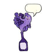 cartoon ghost in bottle with speech bubble N19