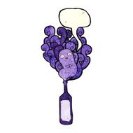 cartoon ghost in bottle with speech bubble N20