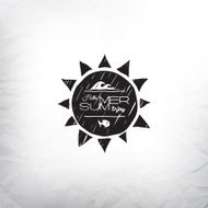 Retro summer label doodle sketch style vintage calligraphic design card N6