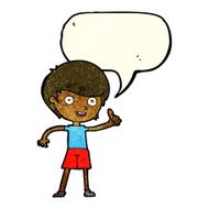 cartoon boy giving thumbs up symbol with speech bubble N9