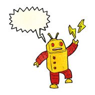 cartoon robot with speech bubble N235