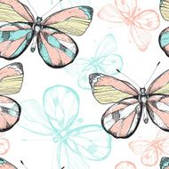Vector seamless pattern with butterflies N2