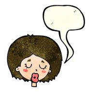 cartoon woman with eyes closed speech bubble N11
