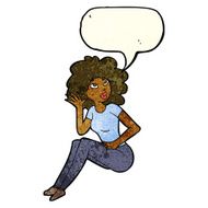 cartoon woman listening with speech bubble N10