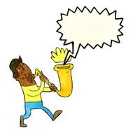 cartoon man blowing saxophone with speech bubble N7