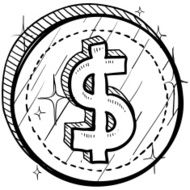 Dollar sign on coin sketch