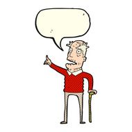 cartoon old man with walking stick speech bubble N10