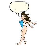 cartoon sexy woman in swimsuit with speech bubble N11