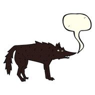 cartoon wolf with speech bubble N45