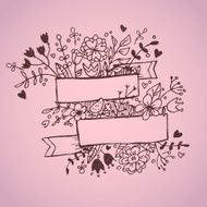 Romantic hand drawn vector illustration with ribbon