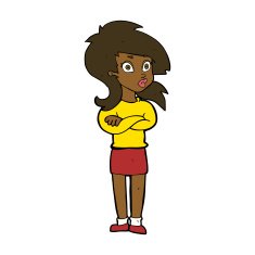 cartoon woman with folded arms N23