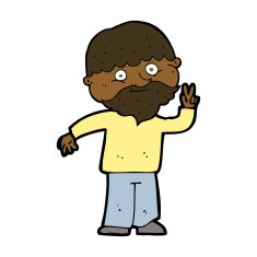 Cartoon Man Giving Peace Sign N46