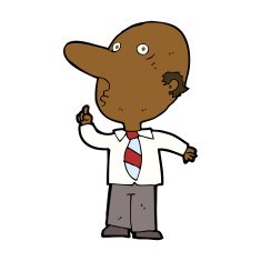 cartoon bald man asking question N8