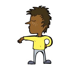 cartoon man making camp gesture N25