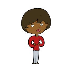 cartoon woman making Who Me? gesture N37