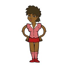 cartoon woman with hands on hips N172
