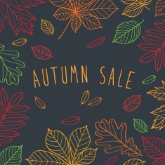 Autumn sale leaves painted colored chalk
