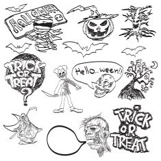 hand drawn of Halloween doodles N2