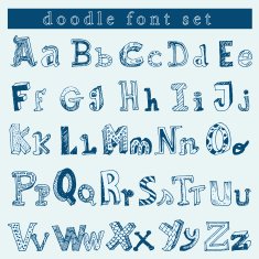 Hand drawn alphabet vector N49
